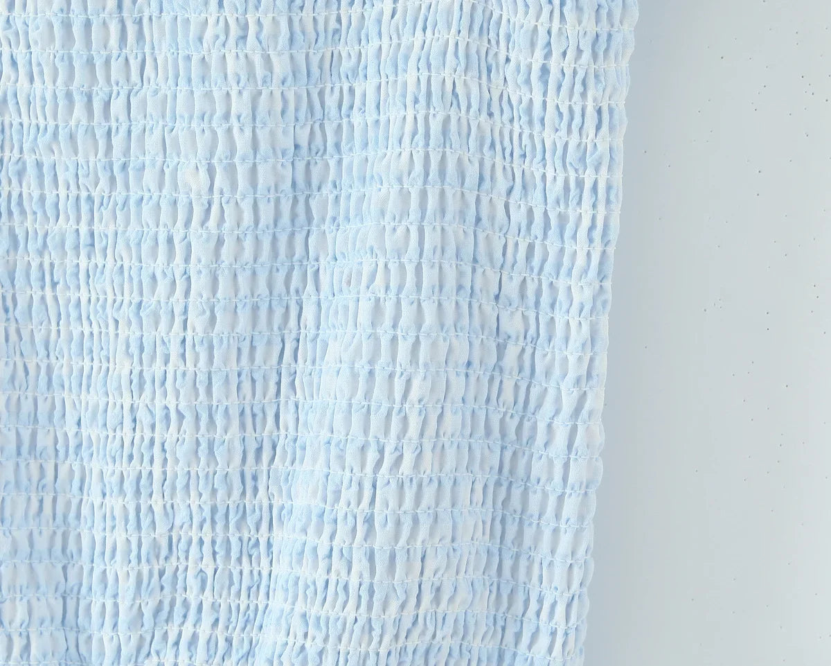 Light Blue Plaid Slim Fit Bud Mini Dress Women Short Sleeve O Neck Casual Holiday Summer Dresses Female 2026 Robe