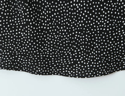 New 2026 Women Short Sleeve V Neck Elegant A-line Midi Summer Polka Dot Dresses Holiday Robe