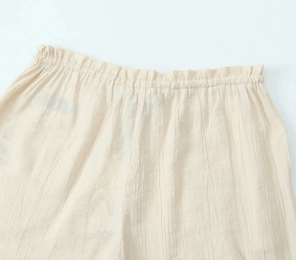 Drawstring Elastic Waist Wide Leg Summer Women Pants Beige Casual Loose Female Long Pantalones 2025 5 Colors Pants