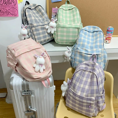 New Fashion Lady Lattice Travel School Bag Female Plaid Cute College Backpack Trendy Women Bag Girl Cool Kawaii Laptop Backpack