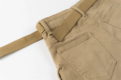 Vintage Women's Denim Shorts Hight Waisted Pockets Khaki Y2k Casual Jeans Cargo Pants Gothic Black Short Jeans Summer New