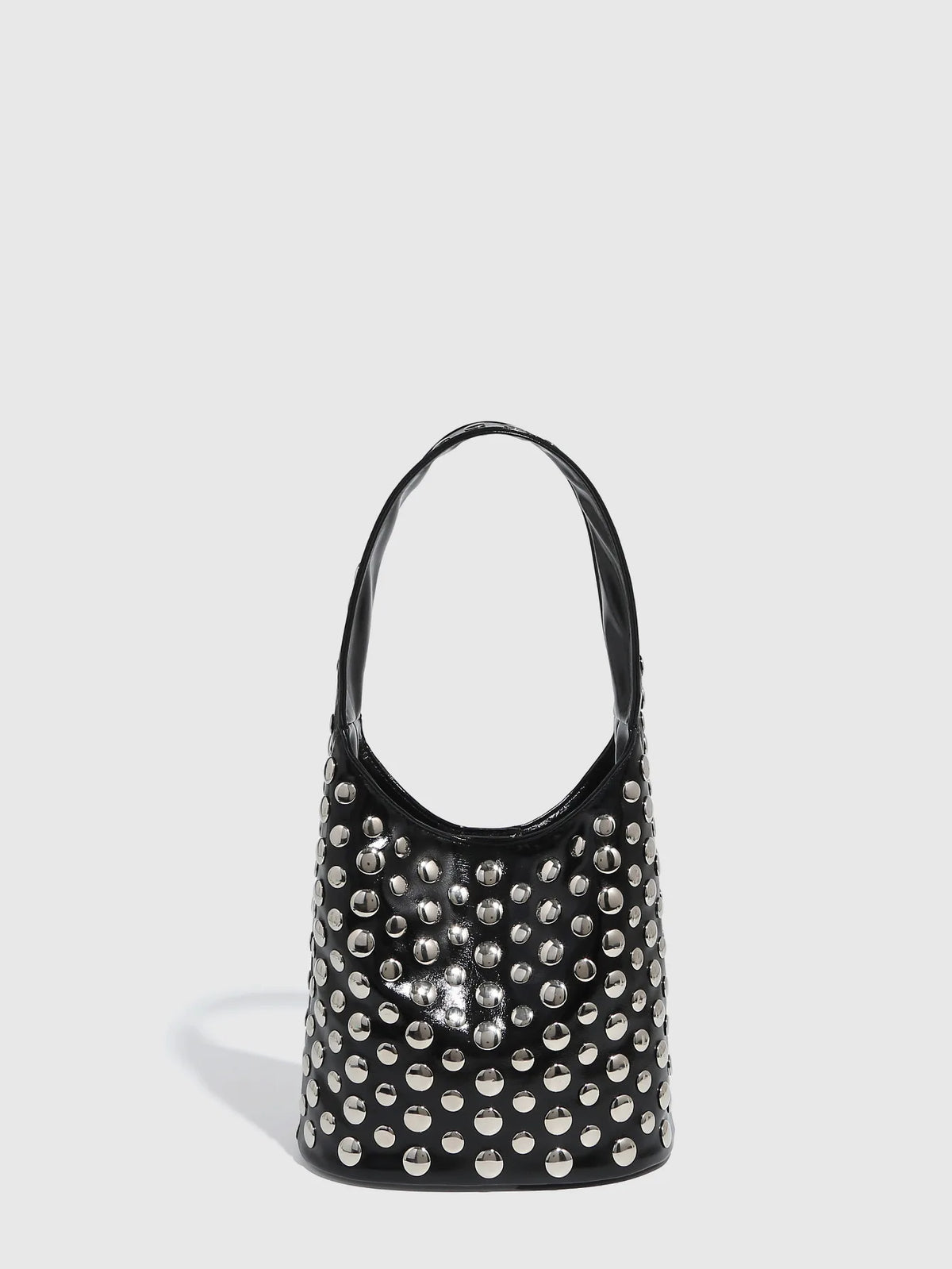 New Rivet Bucket Bag Motorcycle Texture Trend Handbag Highlights Unique Personality Tortoise Shell Sequins Soft Ladies Bag