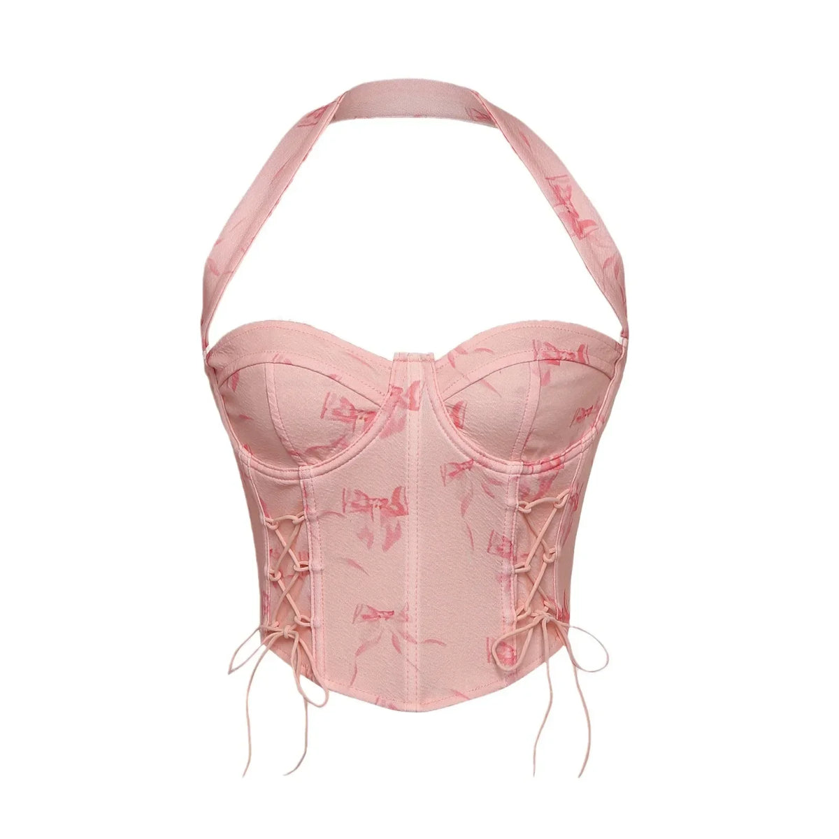 New Pure Lust ins hanging neck sexy printed herringbone corset strappy hottie bustier vest