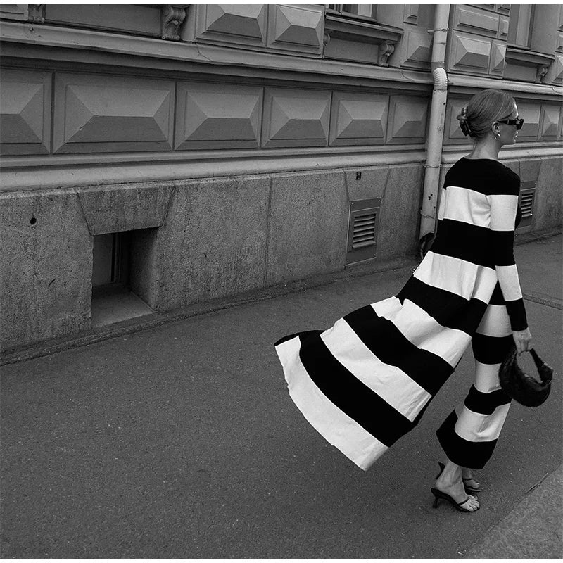 Elegant Striped Knit Cardigan Dress Women Outfit Long Sleeve Button Jacket Tube Sleeveless Dresses Spring Autumn Lady Set