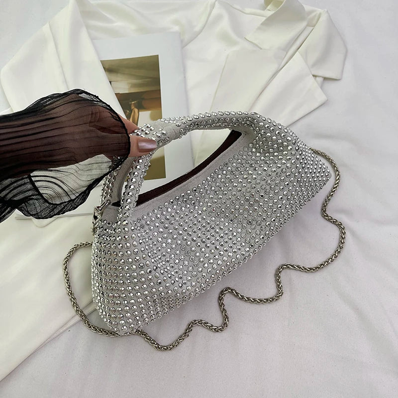 Silver Rivets Suede Hobos Tote Handbags and Purses Women Dumplings Shoulder Crossbody Bags New Trendy Messenger Travel Bag
