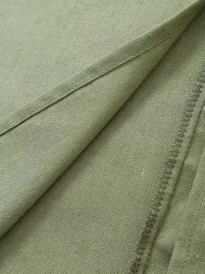 V-neck Green Slip Sexy Backless Dress For Summer Slim Slit Vacation Beach Long Dress Cotton Linen Blend Woman Clothing
