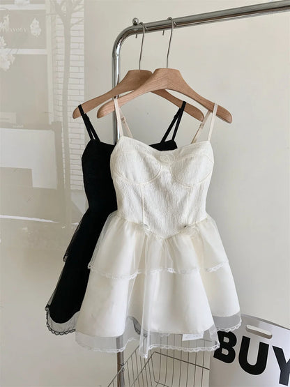 Women's Apricot Mini Dress Y2k Vintage Elegant Off Shoulder Sleeveless Evening Dress Party Club One Piece Frocks Clothes Summer