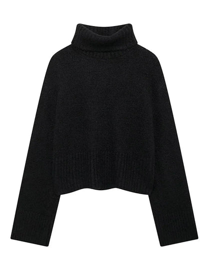 Cropped Pullovers Women Sweater Knit Loose Turtleneck Long Sleeve Female Knitted Top Autumn Winter Fashion Lady Outwear