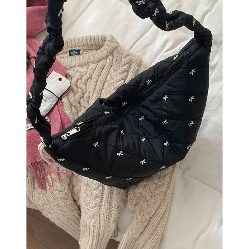 Down Bag for Women New Korean Niche Nylon Versatile Crossbody Single Shoulder Underarm Hobos Bags