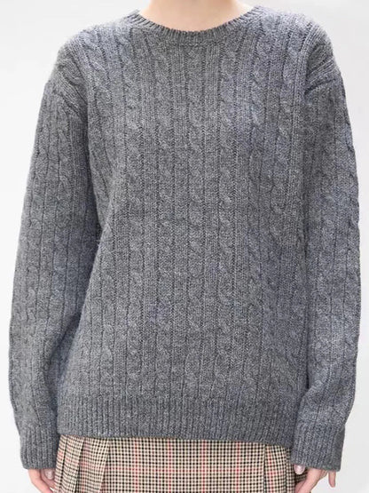 Vintage Loose Solid Sweater Women Autumn Thick Warm Cotton Preppy Style Streetwear Long Sleeve Pullover Top Harajuku Y2K Jumpers