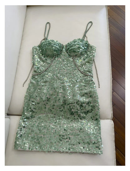 Hips and sequins birthday party dress new slim-fitting suspender dress sexy cocktail dance dress  evening dresses