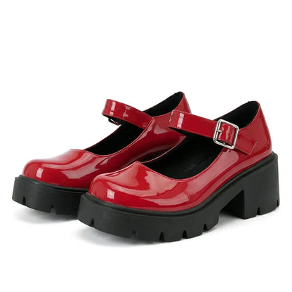 Women's Classic Mary Janes Shoes Platform Dress Low Chunky Heel Pumps Round Toe Ankle Strap Oxfords Shoes Good Quality