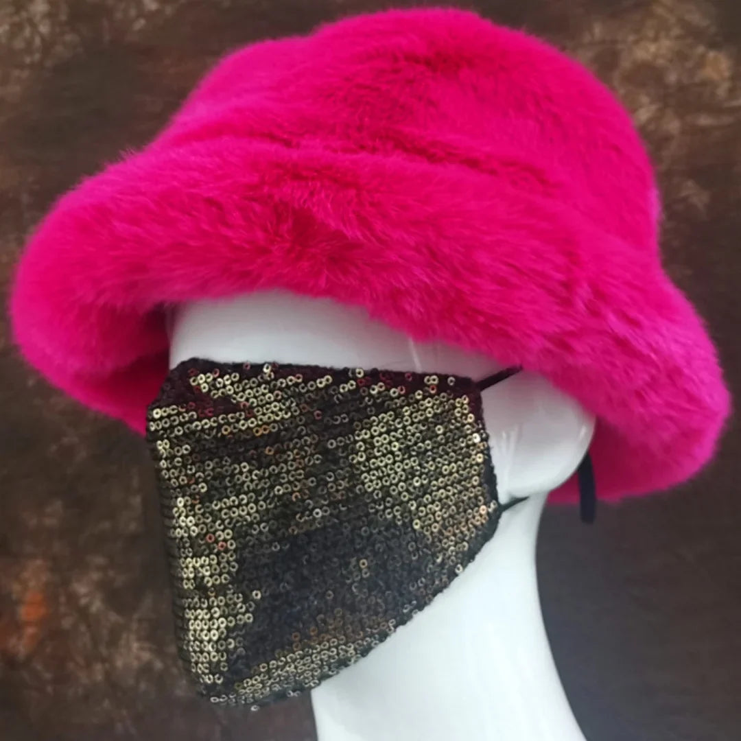 Winter 58-60cm XL Faux Fur Bucket Hat For Women Outdoor Warm Luxury Oversize Fisherman Hat Girl Trendy Party Long Fur Panama Cap