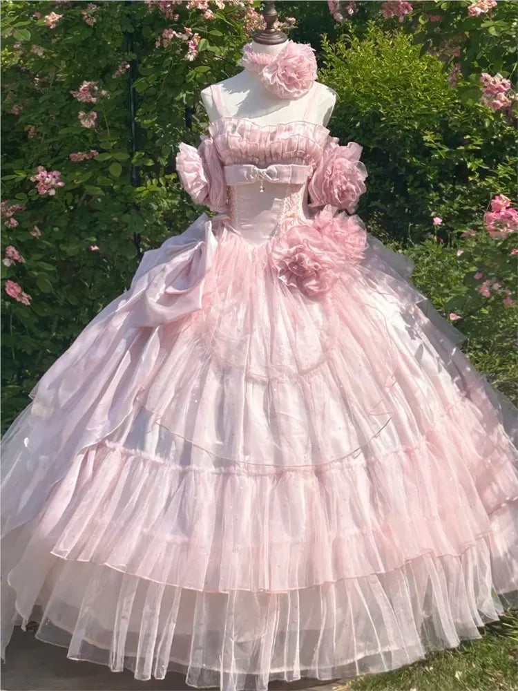 New pink wedding dress for coming-of-age ceremony student day party and banquet