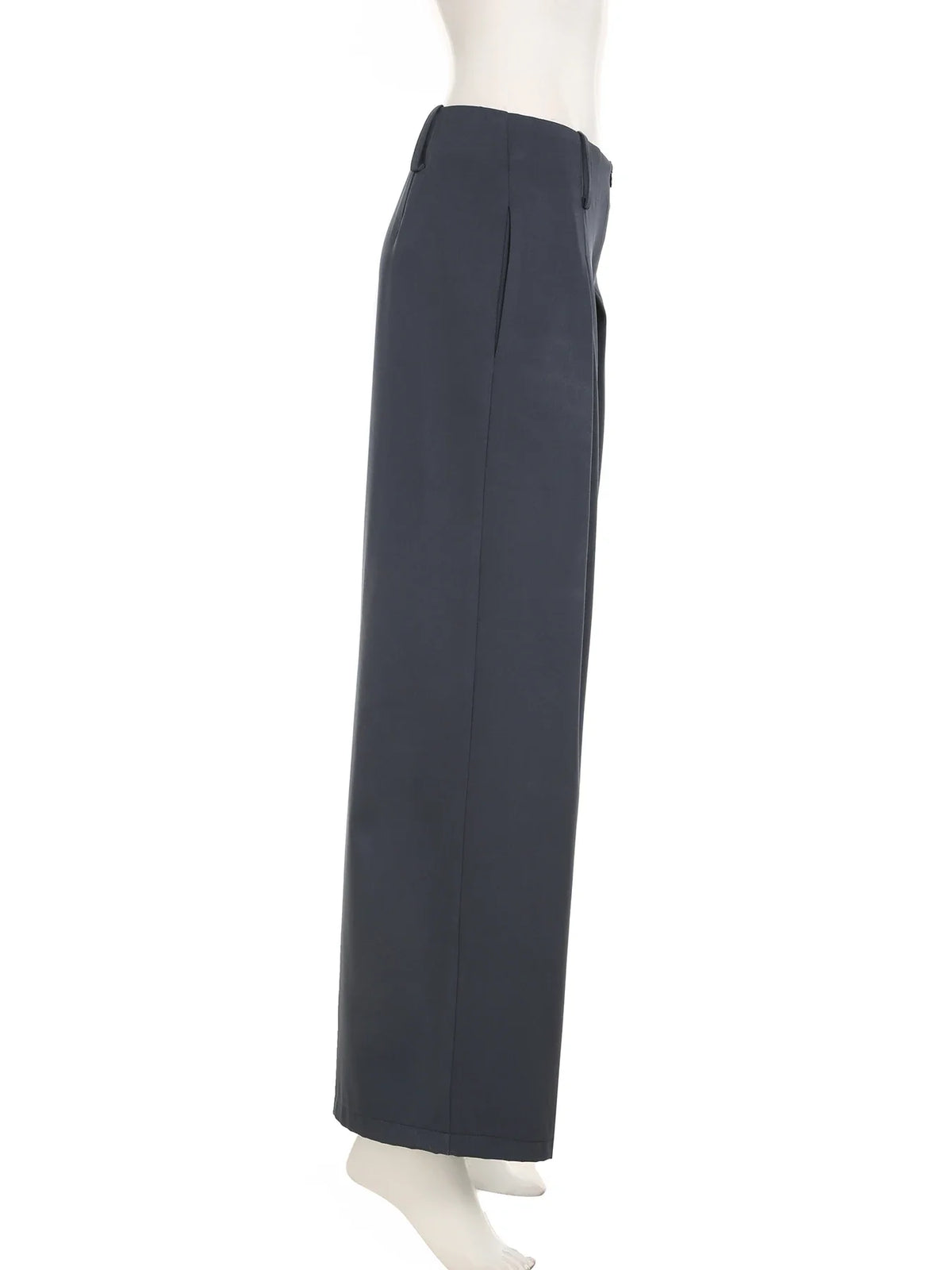 Casual Loose Folds Suit Pants Basic Solid Mid-Waisted Wide Leg Pants Women Autumn Spring Fashion Streetwear Ladies