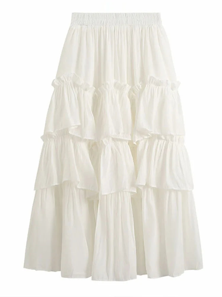 Korean Fashion Skirts for Women Vintage Streetwear French Style Skirts Midi Versatile Sweet 2024 New Spring Summer Skirts