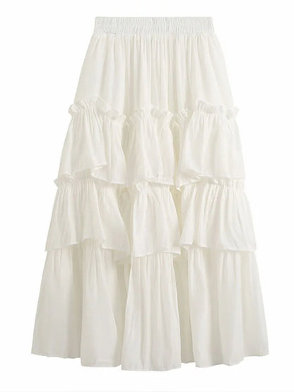 Korean Fashion Skirts for Women Vintage Streetwear French Style Skirts Midi Versatile Sweet 2024 New Spring Summer Skirts