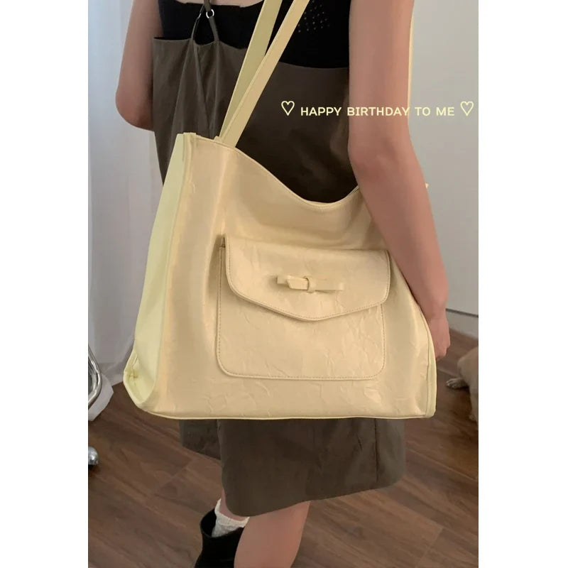 Korean Large Capacity Shoulder Bag Women's 2024 New Summer Fashion Commuter Handbag Versatile Casual Tote Bags