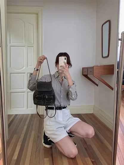 New Retro Washed Denim Backpacks Causal Multifunctional Chain Bag Women's Backpack