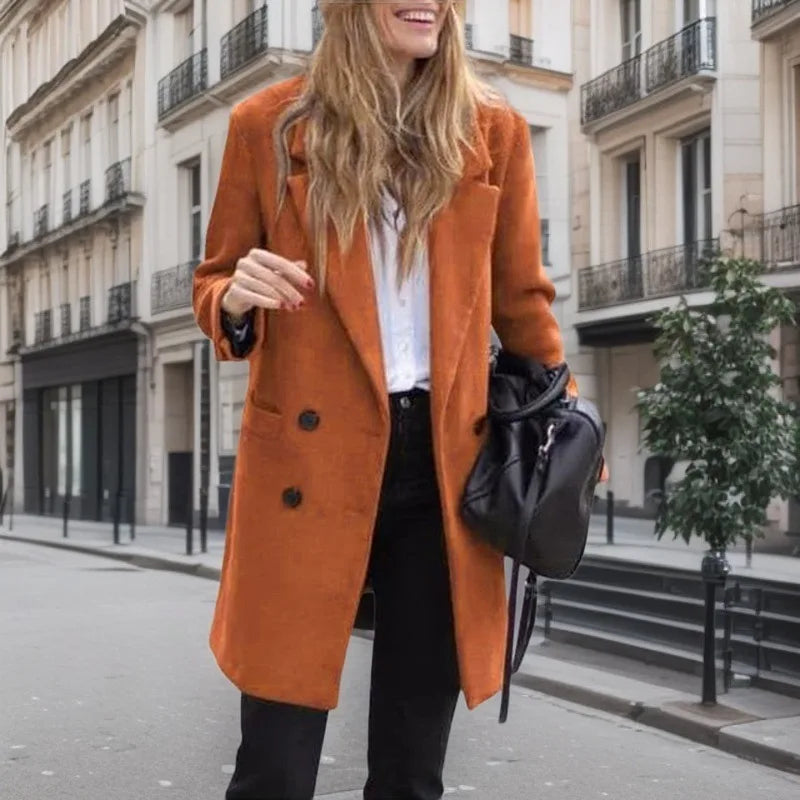 Autumn and winter Europe and the United States long long plus-size woolen women's coat woolen coat