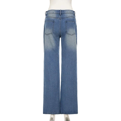 Casual Washed Stright Leg Denim Trousers Fashion Long Jeans Lady Basic Low Rise Daily Bottoms Street Style Capris New