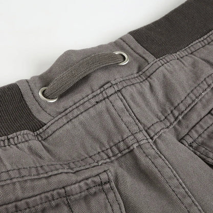 Vintage Low Drawstring Waist Jeans Women Contrast Patchwork Multi Pocket Denim Trousers Boot Cut Pants Y2K Aesthetic