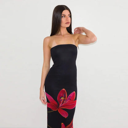 Lily Floral Print Strapless Bodycon Maxi Dress