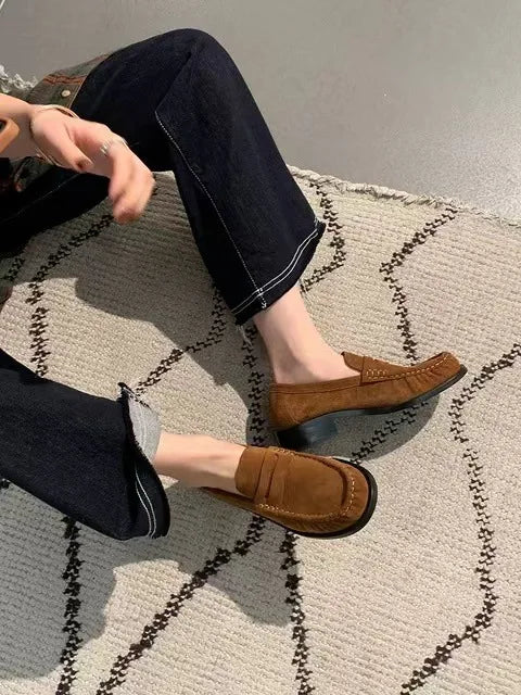 NEW Female Shoes Women Fashion Mary Janes Round Toe Flats Loafers Oxfords Platform Casual Buckle Ladies Heels Black