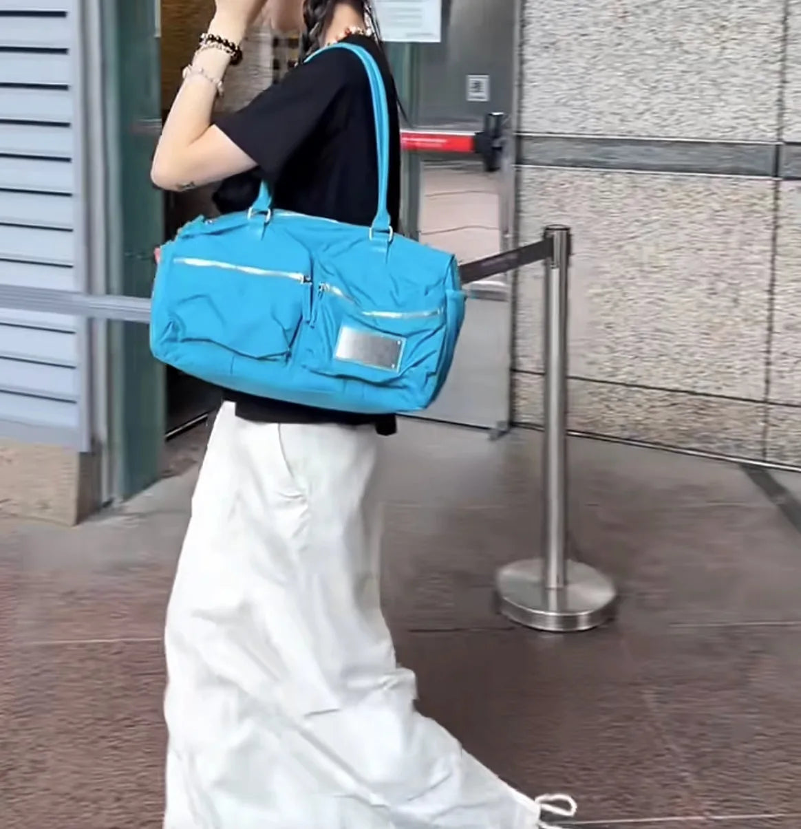 Double Pocket Fashion Bag for Women's New Travel Large Capacity Nylon One Shoulder Handheld Fitness Tote Bags