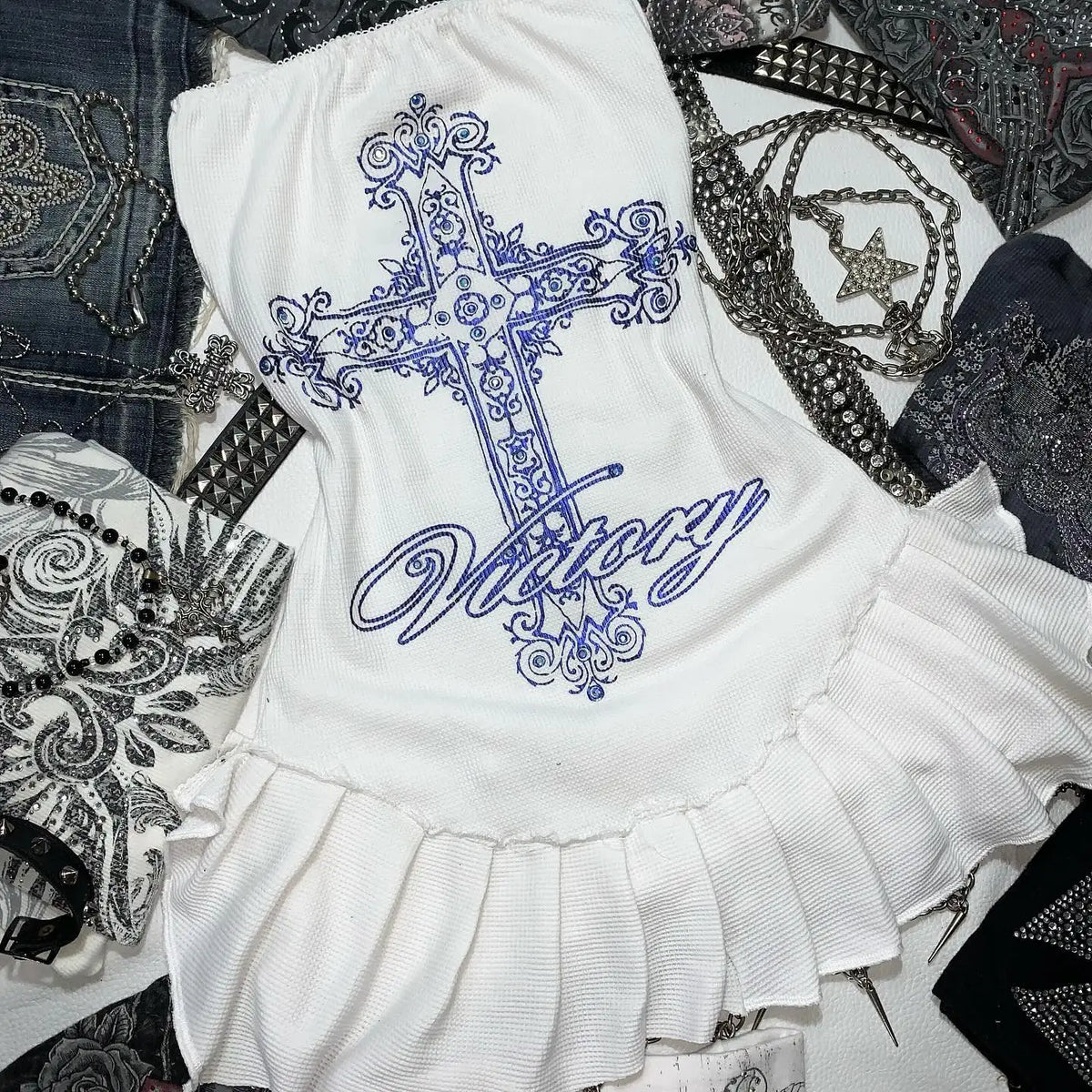 Y2K Dress Womens Gothic Retro Hip Hop Pattern Dress Slim Sleeveless Summer Sexy Fashion Slim Backless White Mini Dress