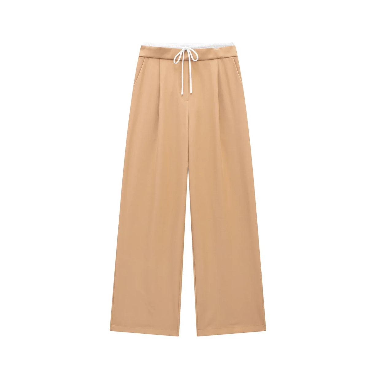 Spring Streetwear Patckwork Black Women Pants High Waist Elastic Wide Leg Long Pants Fashion Summer Bow Tie Trousers