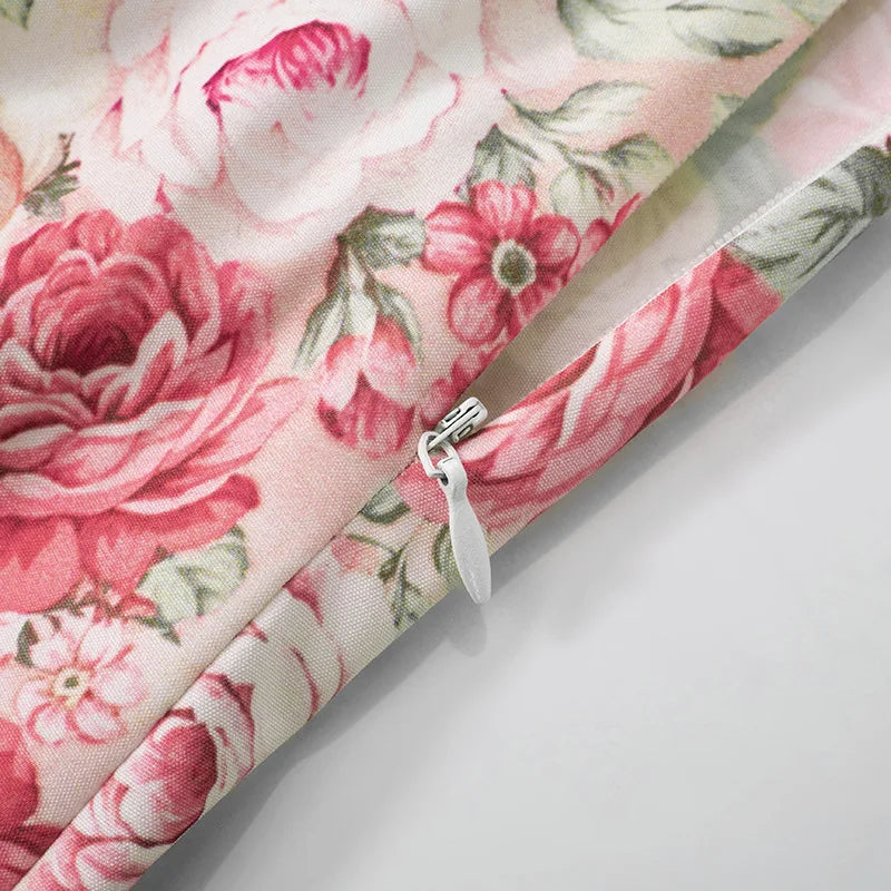 Flower Printed Strap Dress 2025 Spring New Fashion Elegant Sleeveless V Neck High Slit Ruffles Vestidos Beach Vacation Robe