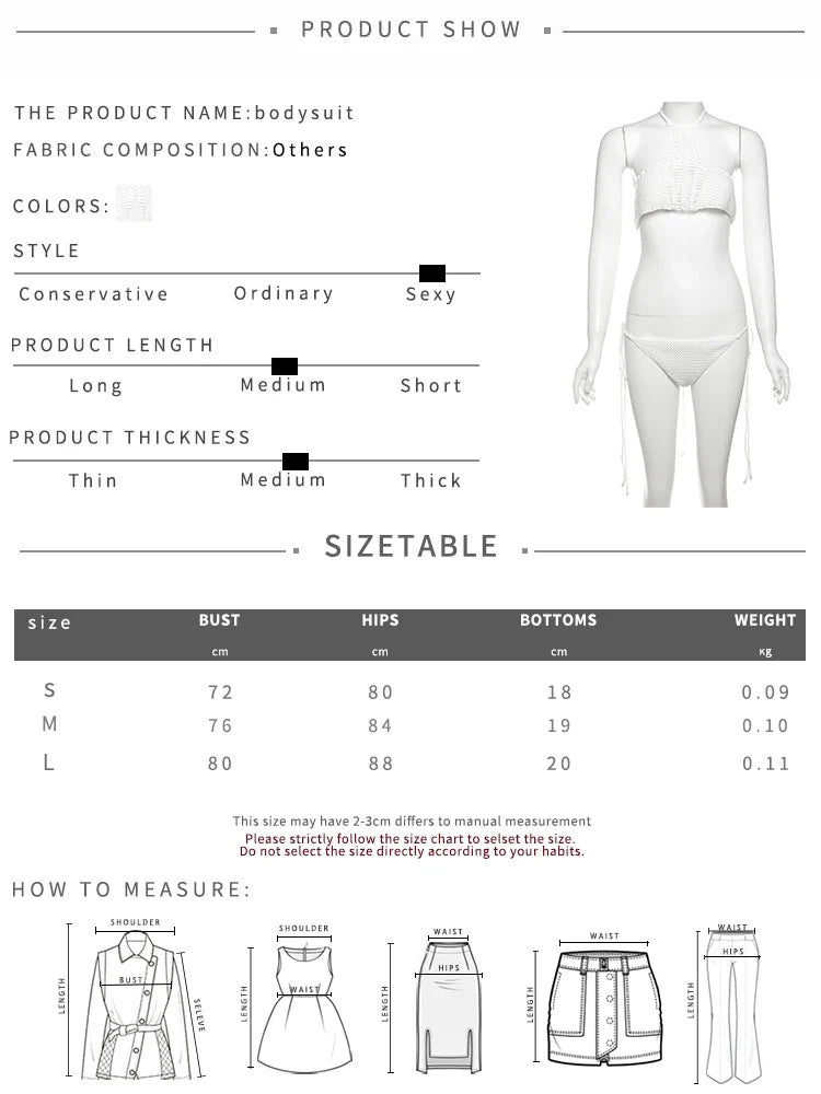 Sexy Crochet 2 Piece Set Women Hollow Swimsuit Halter Mini Camisole+Bandage Panties Matching Club Beach Vacation Suit