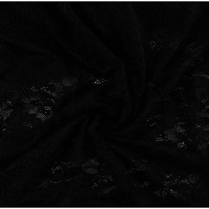 Sexy Lace Hollow Out A-lined Long Dresses Women Vintage Loose Perspective O-neck Black Dress Female Chic Elegant Party Street