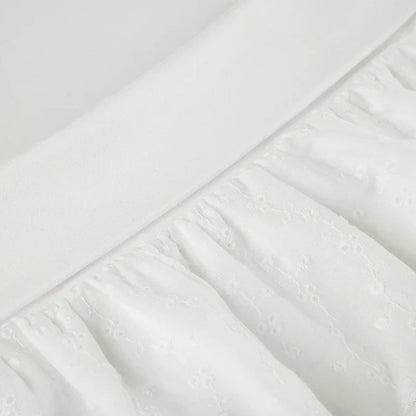 White Cute Layered Skirt Eyelet Embroidery Low Waisted Pleated Skirt Summer Vacation Sweet Style Hotty Miniskirt Y2K