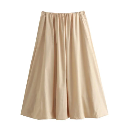 High Waisted White Loose Midi Skirt A-line Office Casual Summer Women's Skirt Elegant New Summer Spring Bottoms 2024
