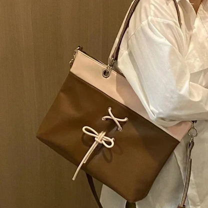 Y2k Aesthetic Contrast Color Casual Women Handbags Streetwear Patchwork Sweet Bow Shoulder Bags Fashion Chic Casual Underarm Bag