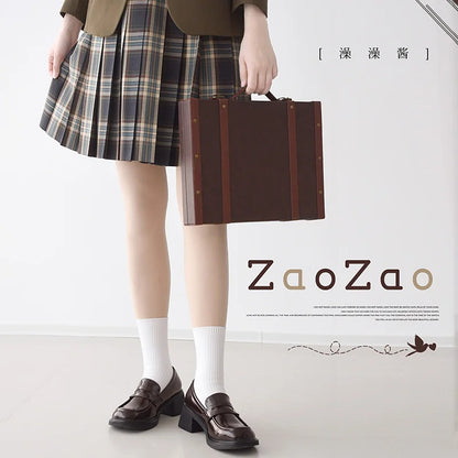 High-heel Patent Pu Leather Jk Uniform Shoes College Style Kawaii Women Loafers Sweet Girls Student Casual Fashion Shoes