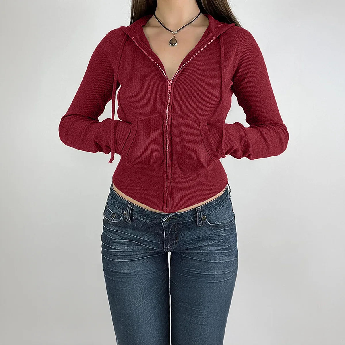 High Quality Hot Selling Luxury 2024 Autumn Winter Temperament Slim Fit Short Zipper Cardigan Hooded Jacket Women's Clothing Y2k