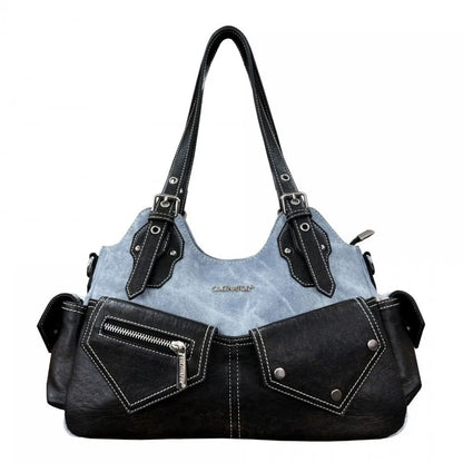 Women's Fashion PU Leather Shoulder Bag Large Capacity Crossed Color Cowboy Backpack Multifunctional Underarm Bag Casual Outing