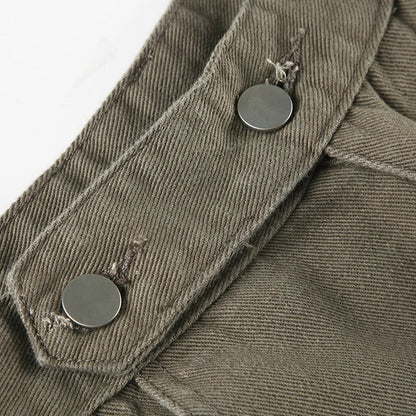 Streetwear Low Rise Jeans Baggy Zip-up Pockets Patchwork Loose Denim Pants Korean Fashion Cargo Pants for Women y2k Chic