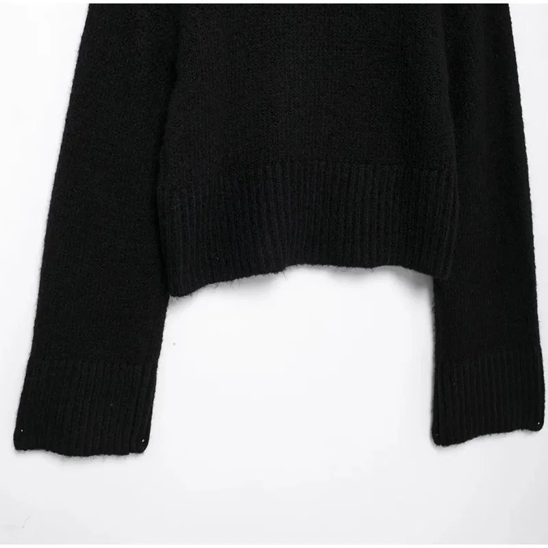 Cropped Pullovers Women Sweater Knit Loose Turtleneck Long Sleeve Female Knitted Top Autumn Winter Fashion Lady Outwear