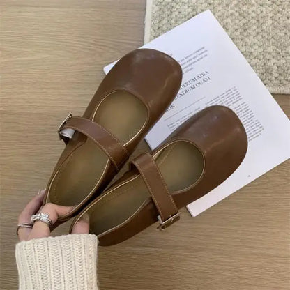 Shoes Woman Flats Soft Autumn Round Toe Dress New Moccasin Fall Mary Janes Soft Round Toe Shoes Woman Autumn Female Footwea