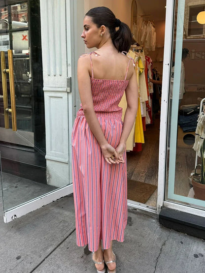 Summer Striped Holiday Long Dress Women Elegant Fashion Sleeveless Sling Dresses Female Casual Simple A-line Vestidos 2024 New