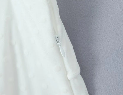 Flocking Dot White Mini Sling Dress For Women Sexy Thin Straps V Neck A-line Summer Mesh Dresses Holiday Short Robe