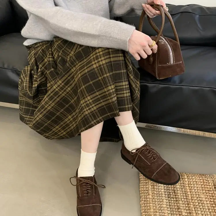 Leather Women's Shoes Round Toe Autumn Loafers With Fur Oxfords Female Footwear Modis Genuine Leather New Fall Slip-on Dress Ret