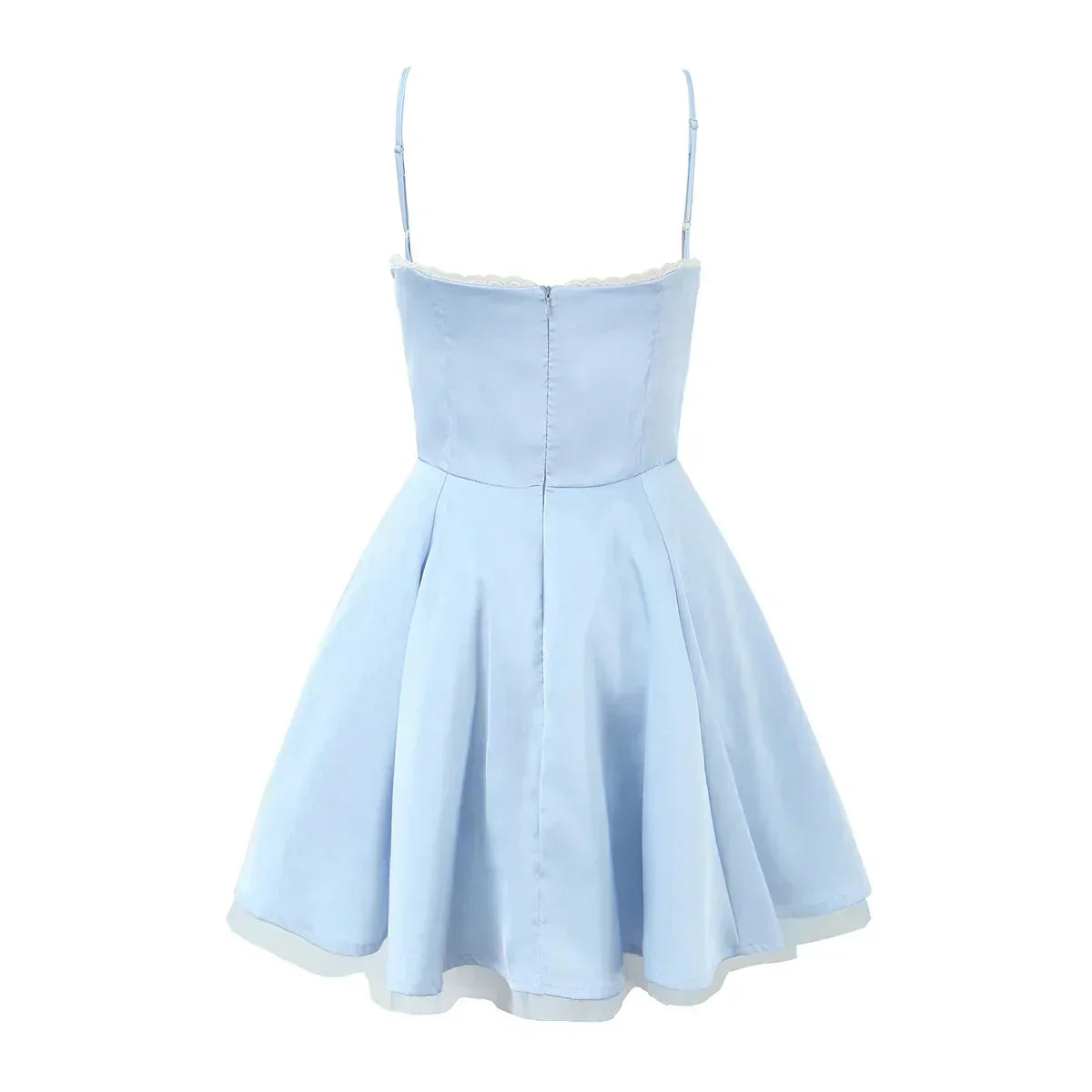 Sweetheart Neck Lace Trim Corset Tulle Petticoat Flared Mini Dress
