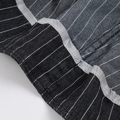 Y2K Striped Denim Shorts Women Summer Streetwear Sexy Hot Pants Metal Eyelet Belt Short Jeans Casual Party Club Outfits
