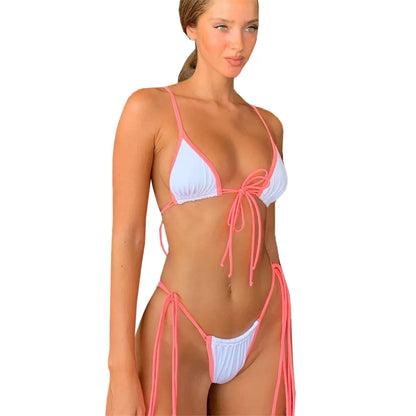 Sexy Micro Bikinis Woman Fashion Bandage Swimwear Sexy Swimsuit Summer String Thong Bikini Set 2 Pic Bathing Suit Beachwear