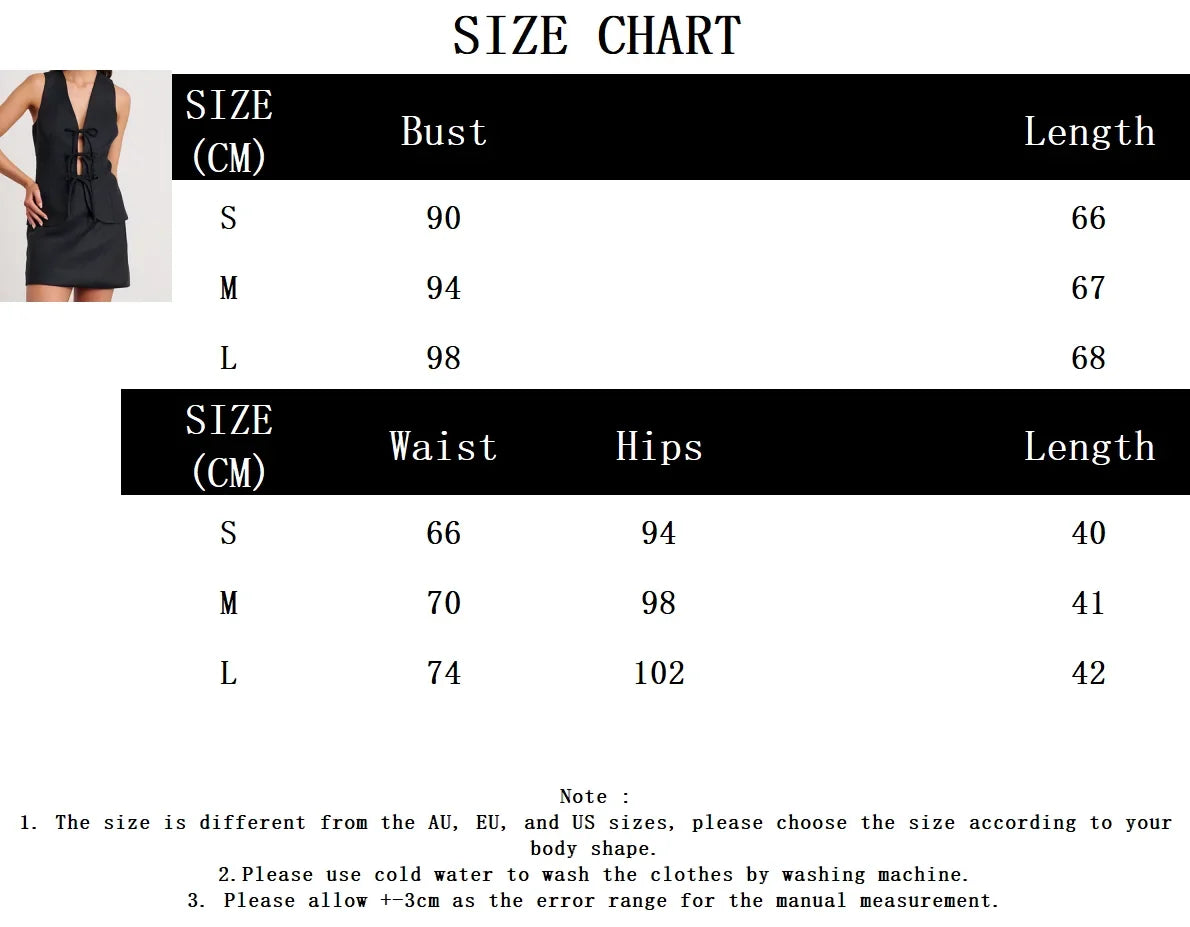 Solid V Neck Vest 2 Piece Set Women Lace-up Sleeveless Waistcoat+Mini Skirt Sets 2025 New Summer Casual Fashion Elegant Suits